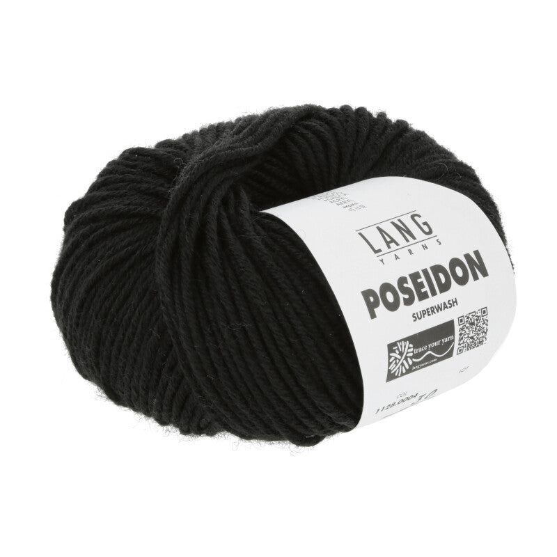 Lang Yarns Poseidon yarn, Black, colour 0004, ball photograph