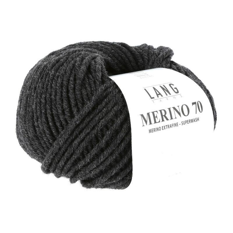 Lang Yarns Merino 70 – 50g / 70m – Anthracite Mélange (0070)