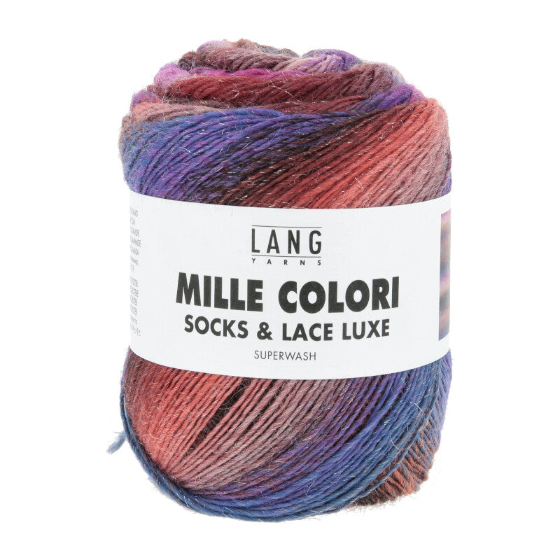 Lang Yarns Mille Colori Socks & Lace Luxe – 100g / 400m – Brown/Red/Violet (0219)