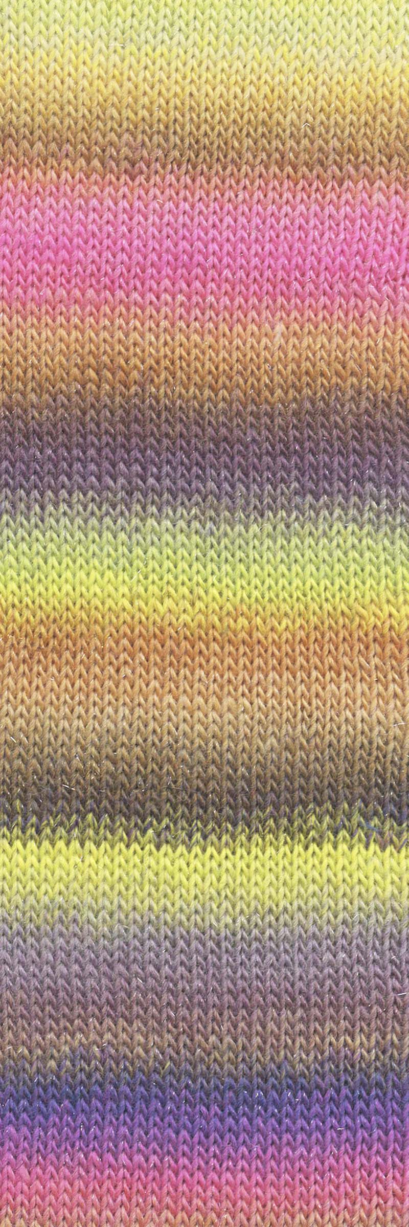 Lang Yarns Mille Colori Socks & Lace Luxe – 100g / 400m – Hot Pink/Golden Yellow/Brown (0220) – detail