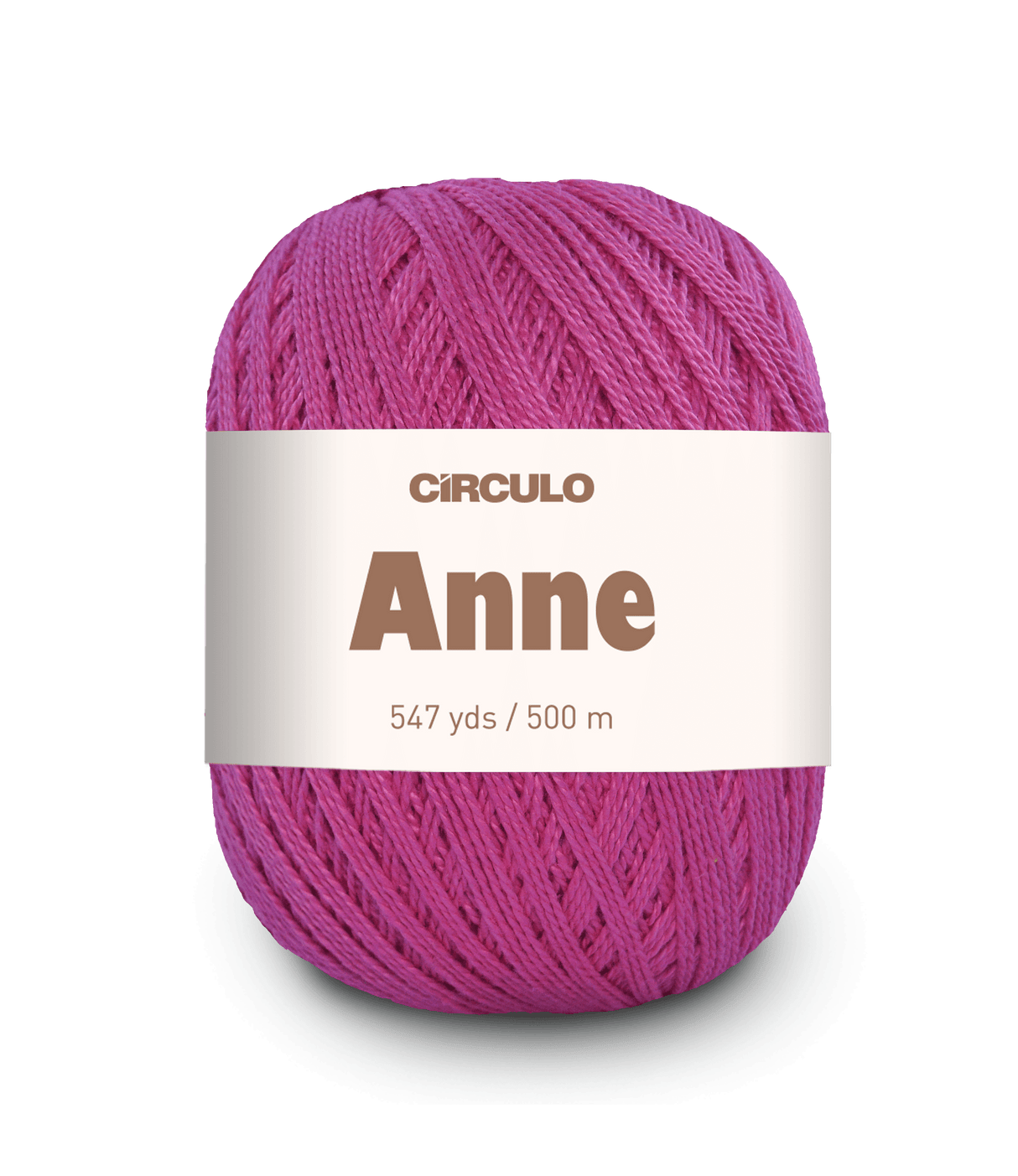 Circulo ANNE - 100% mercerized Cotton Yarn, 500m / 147g - Pink ball of yarn with a 'Circulo Anne' label on a white background