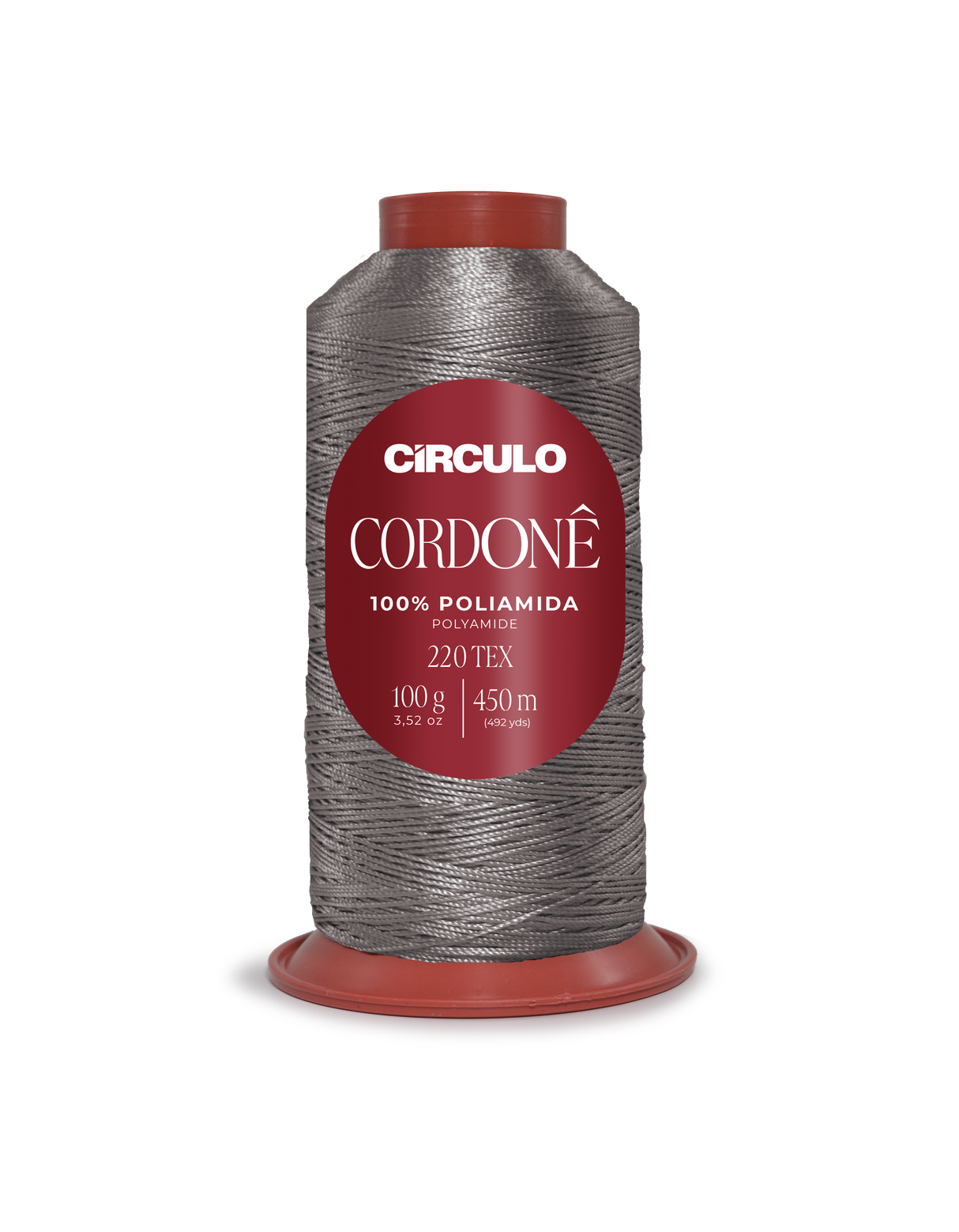 Circulo Cordone 100% Polyamide Crochet Yarn, 450 m / 100 g - Spool of Circulo Cordoné thread on a white background