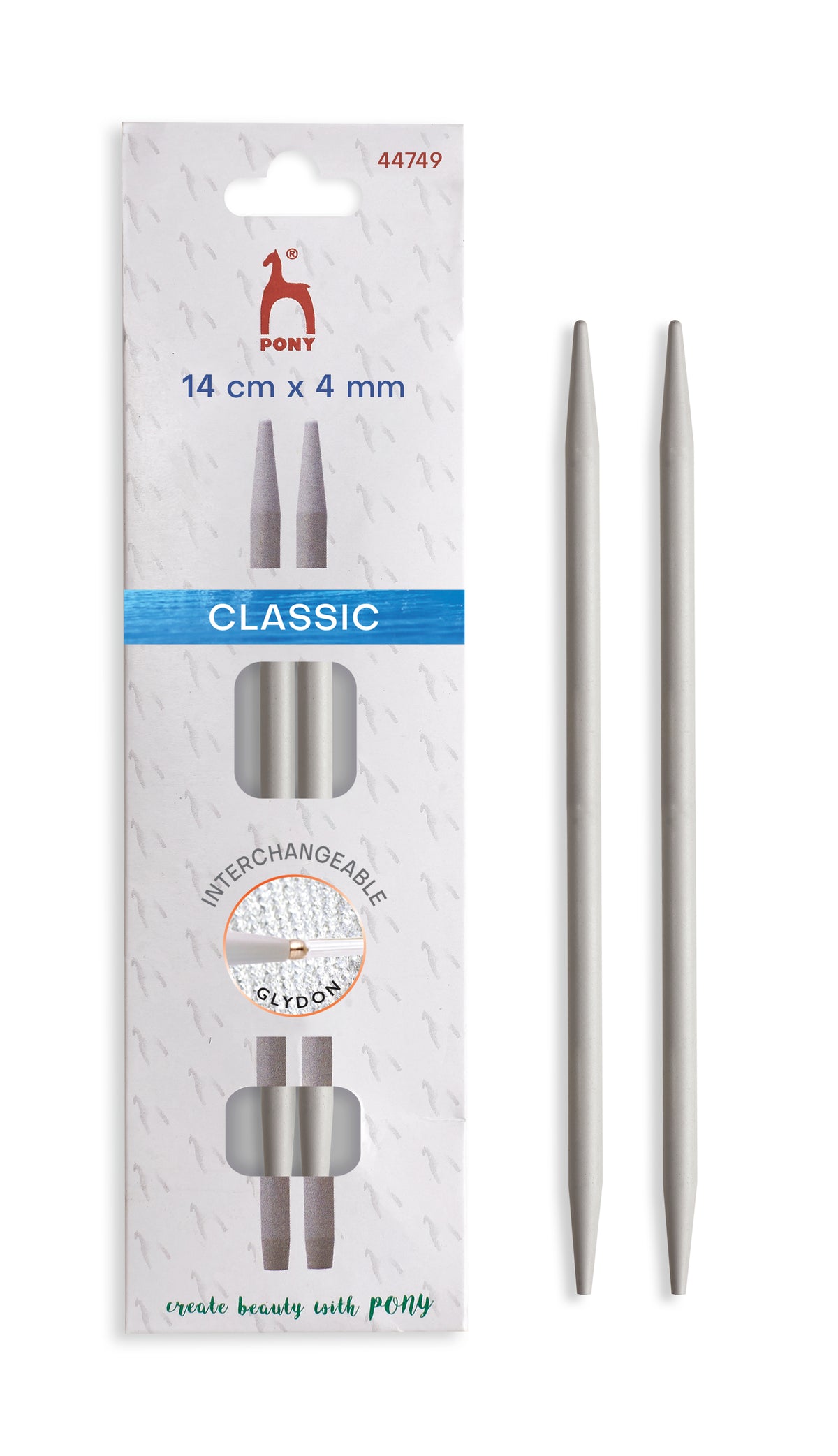 Pony Classic Aluminium Interchangeable Knitting Needle Tips – 10.5 & 14 cm, 14 cm, 4.00 mm