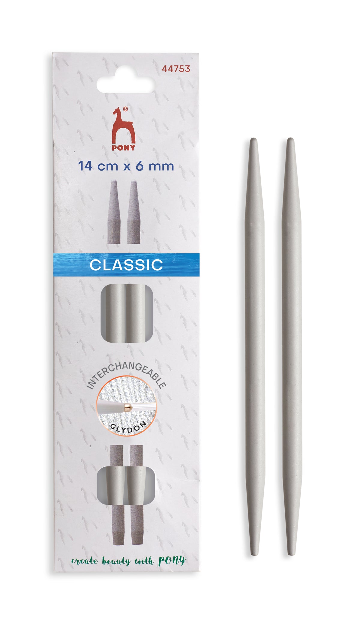 Pony Classic Aluminium Interchangeable Knitting Needle Tips – 10.5 & 14 cm, 14 cm, 6.00 mm