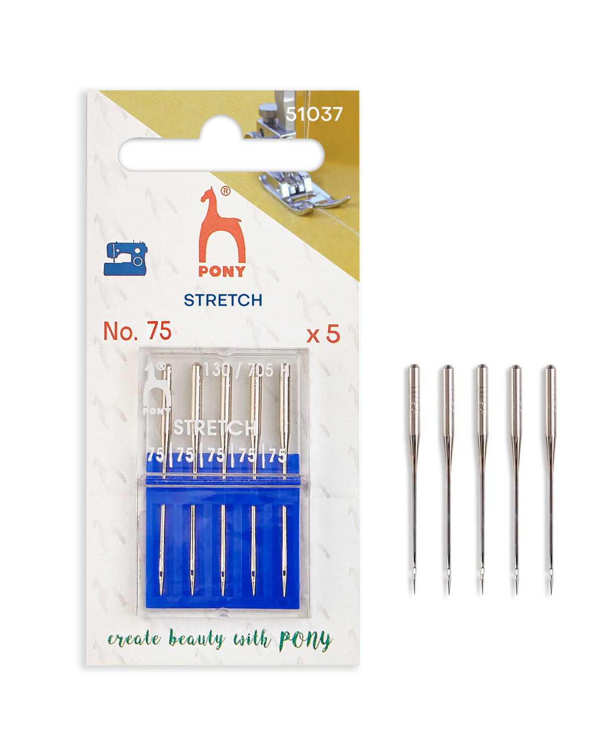 Pony Sewing Machine Needles, Stretch, No. 75 / 5 pcs