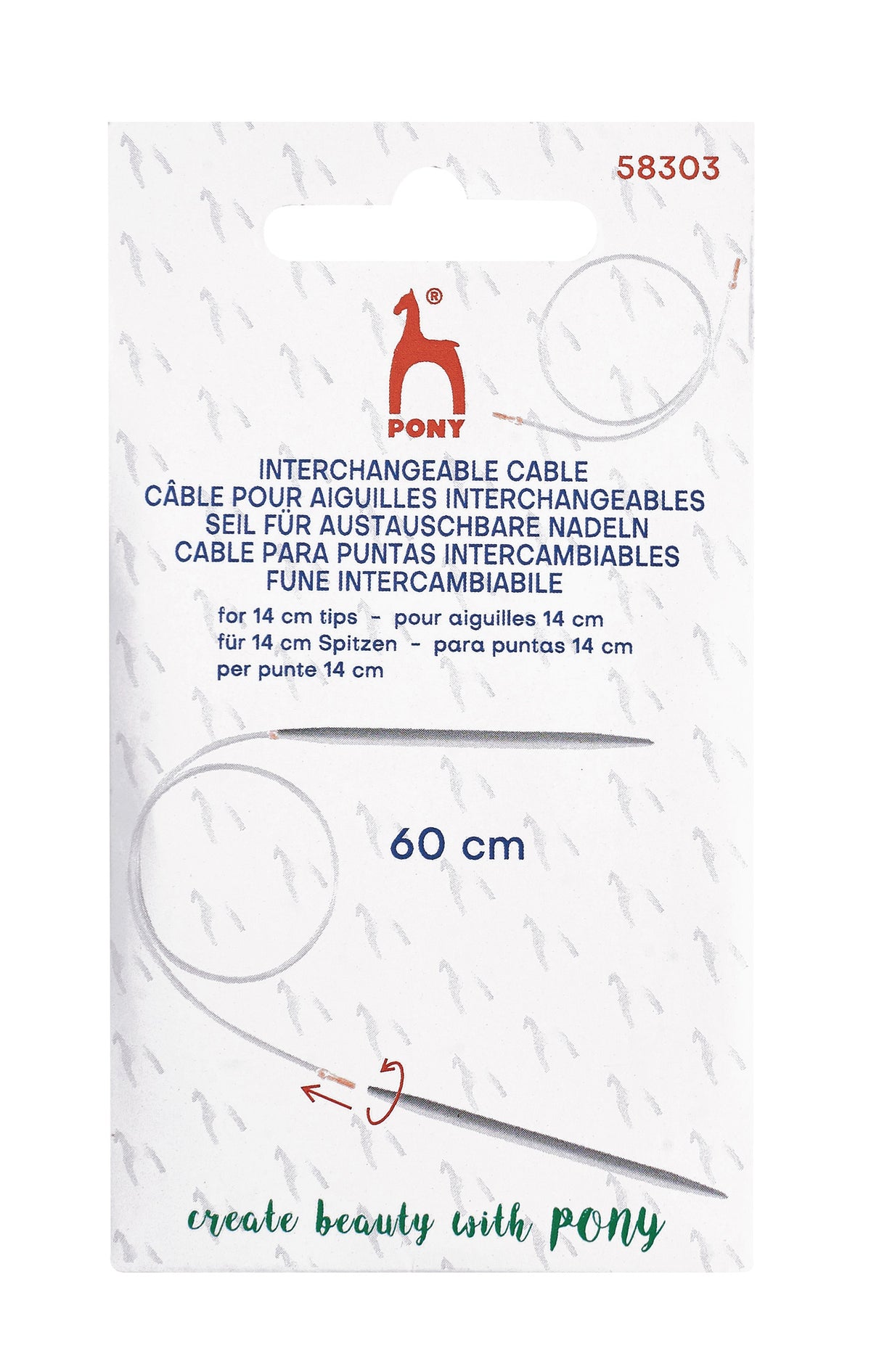 Pony Cables for Interchangeable Knitting Needles, 14 cm tips, 60 cm