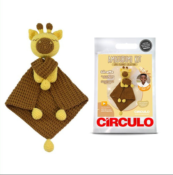 Circulo Amigurumi Crochet Kit - Lovey Blanket - All Included, Easy Instructions - Crochet Set for Intermediate - Animal Crochet Kit, Premium Amigurumi Yarn for Crocheting - Giraffe - Leo Hobby Marketplace