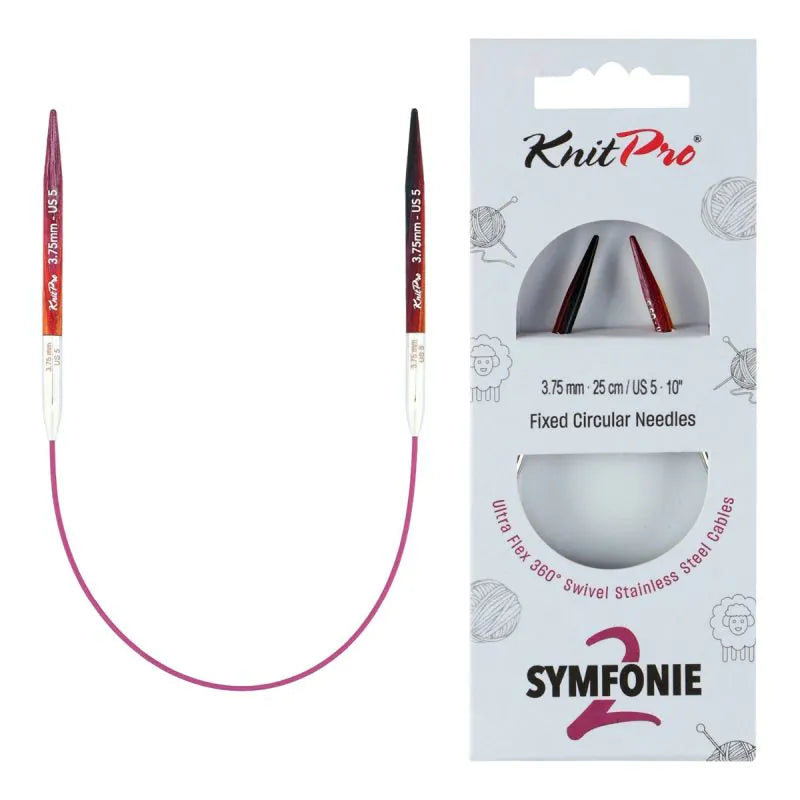 KnitPro Symfonie 2 fixed circular knitting needles, 25 cm, 3.75 mm