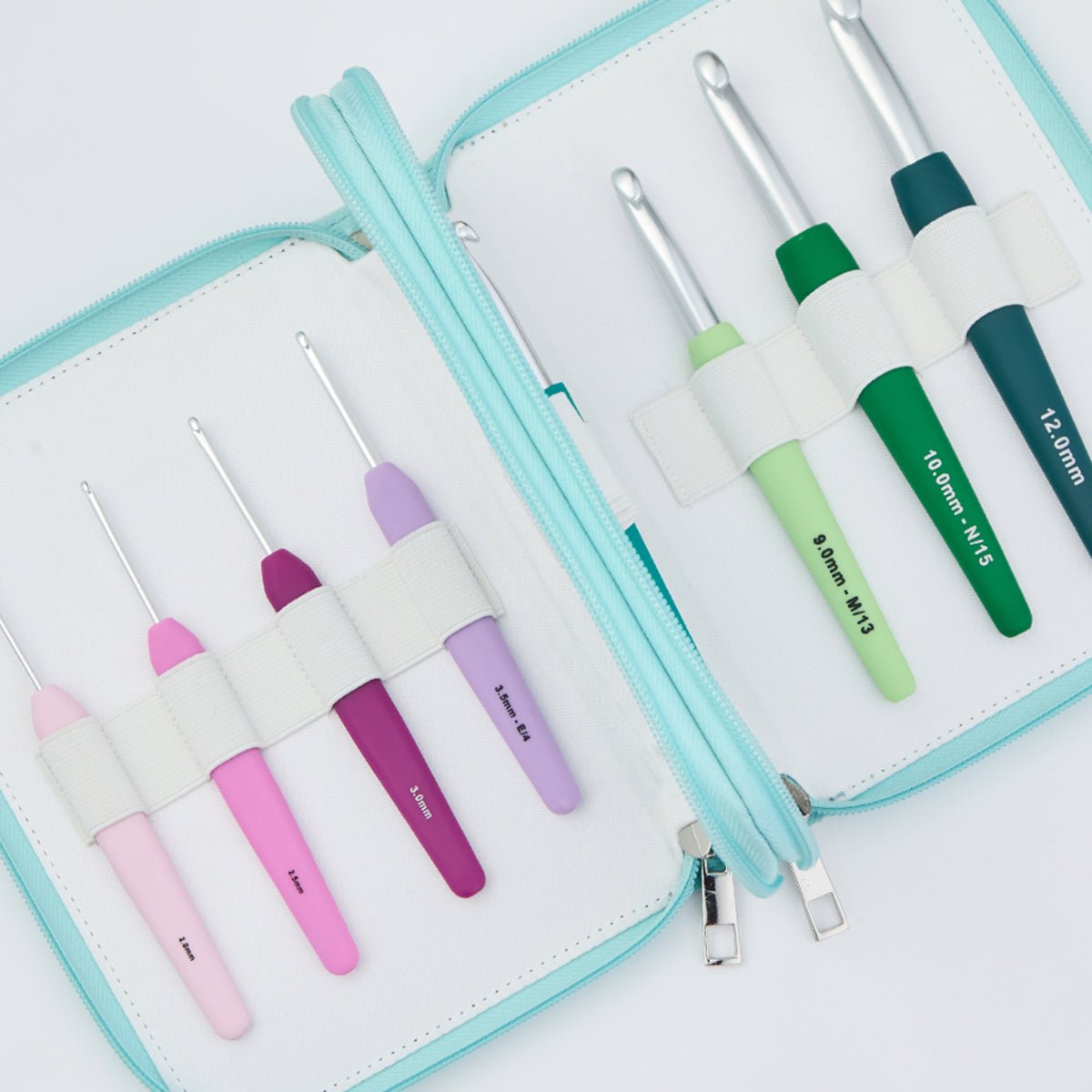 KnitPro Waves Single Ended Crochet Hook Grande Set - 14 Color - Coded Ergonomic Hooks 30952 - Leo Hobby Marketplace