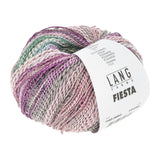 Lang Yarns Fiesta yarn, Purple/Rose/Grey/Green, colour 0005, ball photograph
