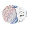 Lang Yarns Fiesta yarn, Blue/Rose/Dark Grey/Purple, colour 0009, ball photograph