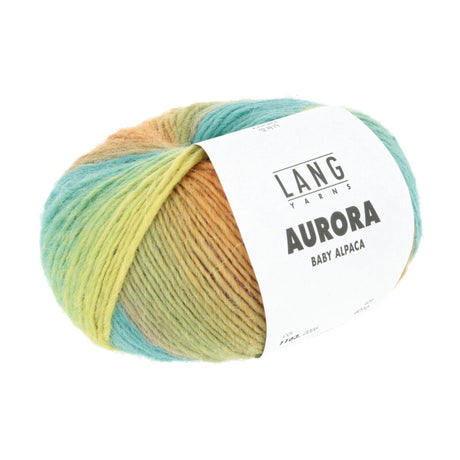 Lang Yarns Aurora yarn, Turquoise/Pink/Orange/Yellow, colour 0006, ball photograph