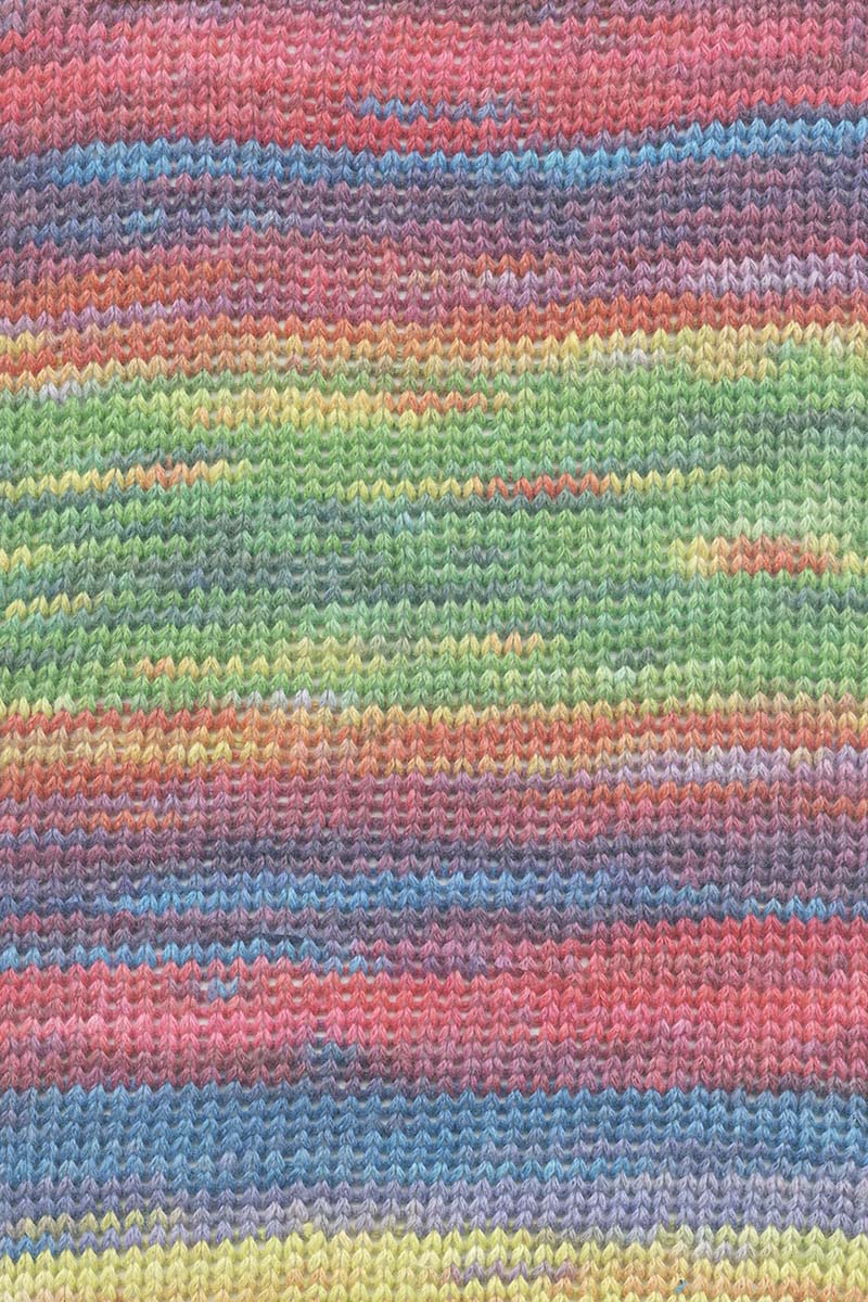 Lang Yarns Eternity – 100g / 340m – Salmon/Red/Yellow/Blue (0007) – detail