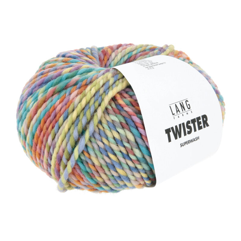 Lang Yarns Twister – 100g / 100m – Light Blue/Orange/Lavender (0001)