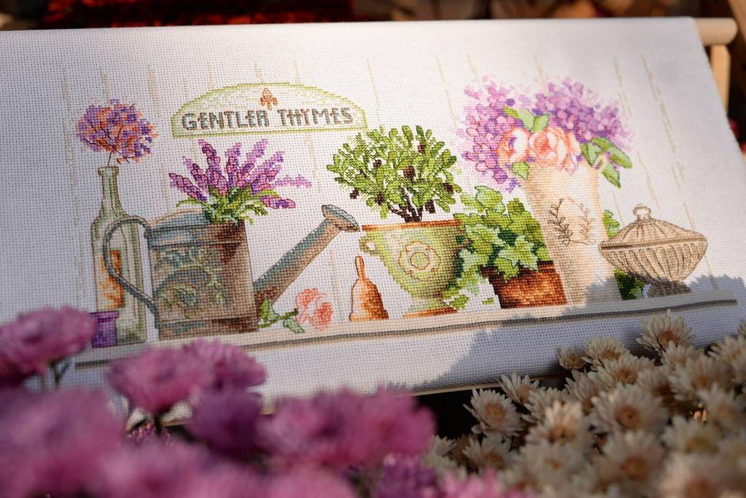 Charivna mit Quite Times counted cross stitch kit with Aida fabric.