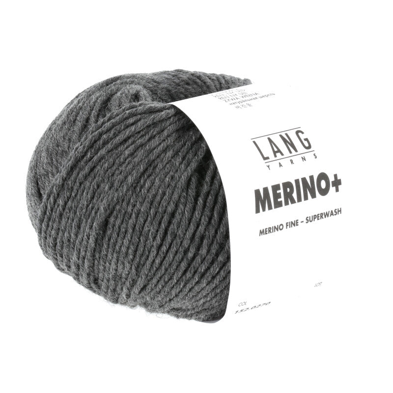 Lang Yarns Merino+ – 50g / 90m – Dark Grey Mélange (0270)