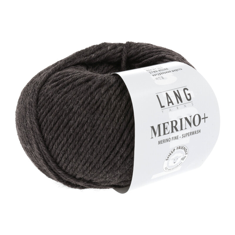 Lang Yarns Merino+ – 50g / 90m – Dark Brown Mélange (0368)