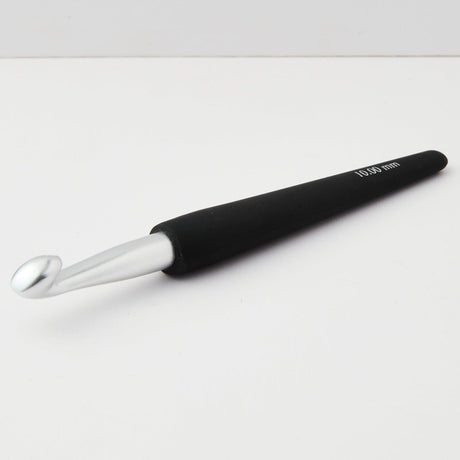 KnitPro Silver Aluminium Crochet Hook with Black Soft Handle