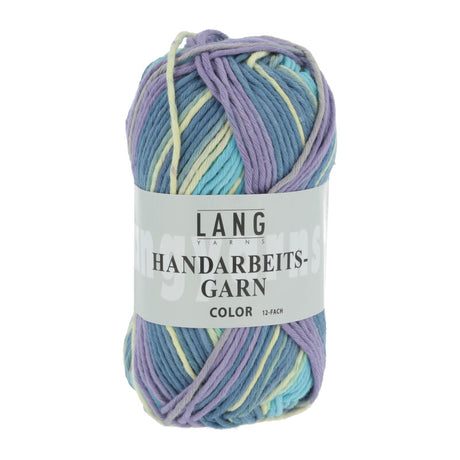 Lang Yarns Handarbeitsgarn Color – Turquoise/Violet/Green Printed (0078) – yarn ball