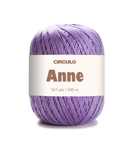 Circulo ANNE - 100% mercerized Cotton Yarn, 500m / 147g - Purple ball of yarn with 'Circulo Anne' label on a white background