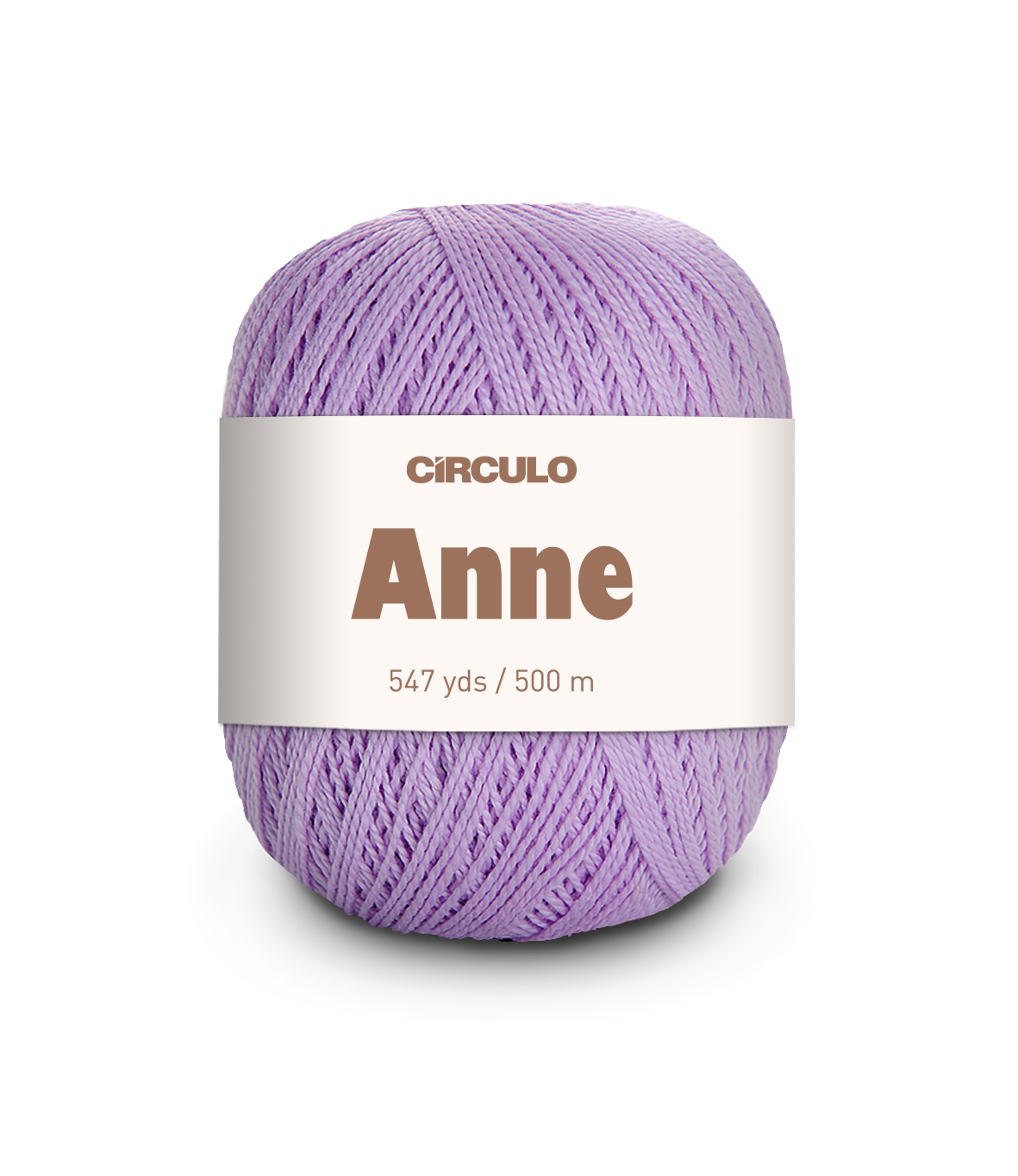Circulo ANNE - 100% mercerized Cotton Yarn, 500m / 147g - Ball of purple yarn with a 'Circulo Anne' label on a white background