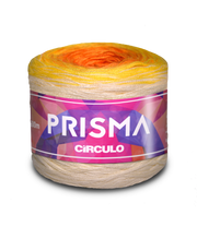 Circulo Prisma gradient cotton acrylic yarn cake, 600 m / 150 g, multicolor yarn with long color transitions for crochet and knitting projects.