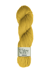 Circulo Aloe Vera Yarn 121m / 100g - Mustard yellow skein of yarn with 'Aloe Vera Circulo' label on a white background