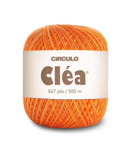 Circulo Clea 100% Cotton Yarn for Crochet and Knitting, 500m/75 gr - Leo Hobby -  Orange ball of yarn with 'Circulo Clea' label on a white background