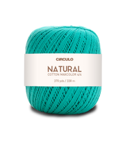Circulo Natural Cotton Maxcolor (Barroco) 4/4 100% Cotton Yarn for Crochet and Knitting, 338m/200g - Leo Hobby -  Turquoise yarn ball with a white label on a white background