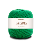Circulo Natural Cotton Maxcolor (Barroco) 4/4 100% Cotton Yarn for Crochet and Knitting, 338m/200g - Leo Hobby -  Green ball of yarn with a Circulo label on a white background