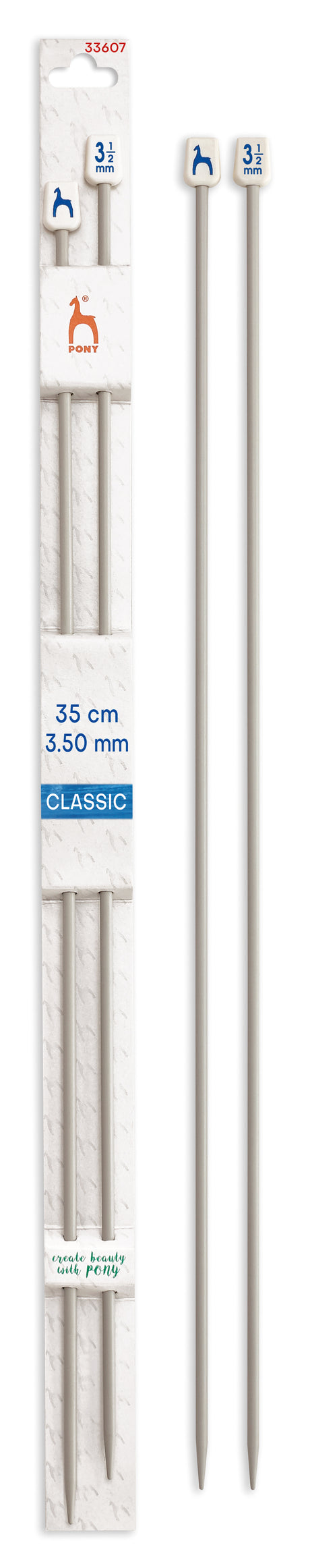 Pony Classic Aluminium Single Pointed Knitting Needles – 35, 40 & 60 cm, 35 cm, 3.50 mm