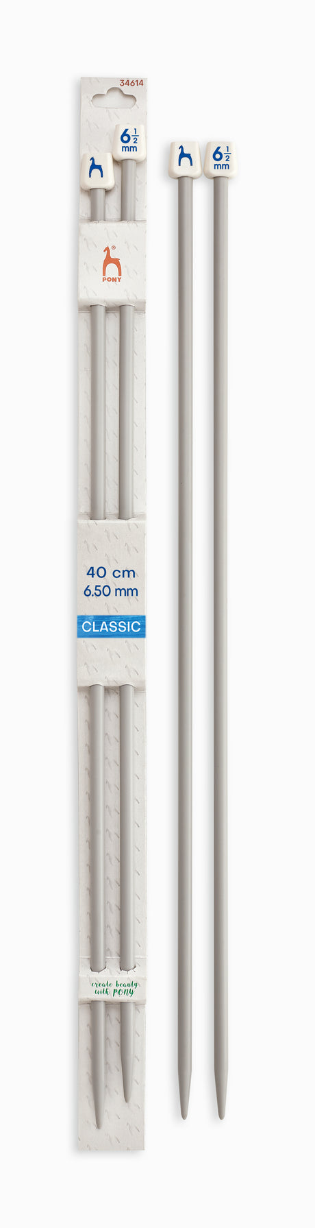 Pony Classic Aluminium Single Pointed Knitting Needles – 35, 40 & 60 cm, 40 cm, 6.50 mm