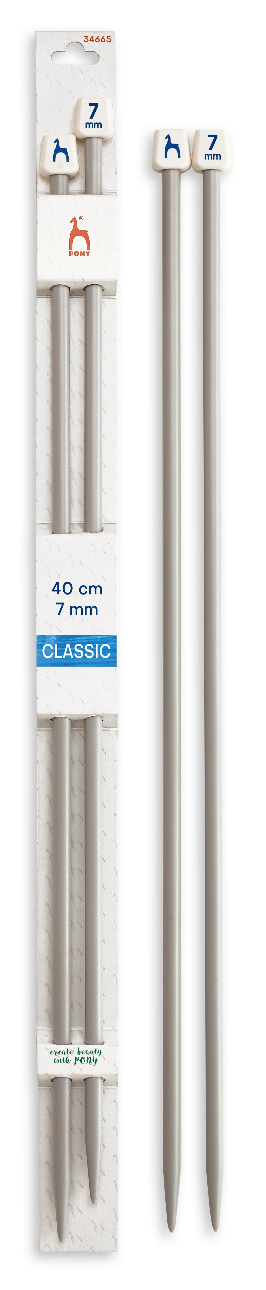 Pony Classic Plastic Single Pointed Knitting Needles – 40 cm, 7.00 mm