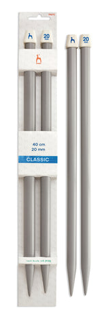 Pony Classic Plastic Single Pointed Knitting Needles – 40 cm, 20.00 mm