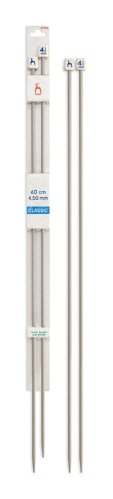 Pony Classic Aluminium Single Pointed Knitting Needles – 35, 40 & 60 cm, 60 cm, 4.50 mm