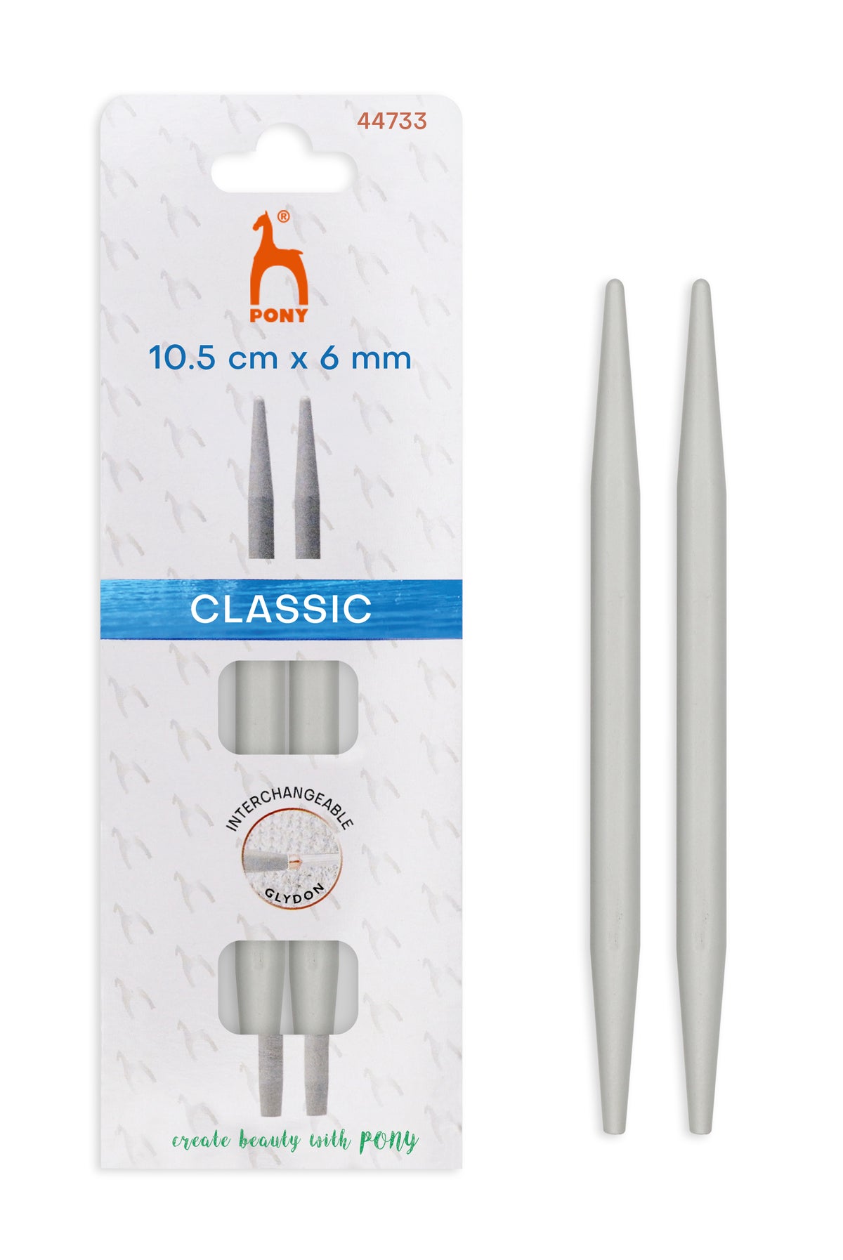 Pony Classic Aluminium Interchangeable Knitting Needle Tips – 10.5 & 14 cm, 10.5 cm, 6.00 mm