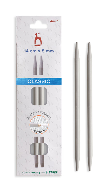 Pony Classic Aluminium Interchangeable Knitting Needle Tips – 10.5 & 14 cm, 14 cm, 5.00 mm