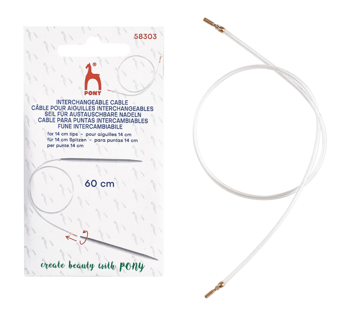 Pony Cables for Interchangeable Knitting Needles, 14 cm tips, 60 cm