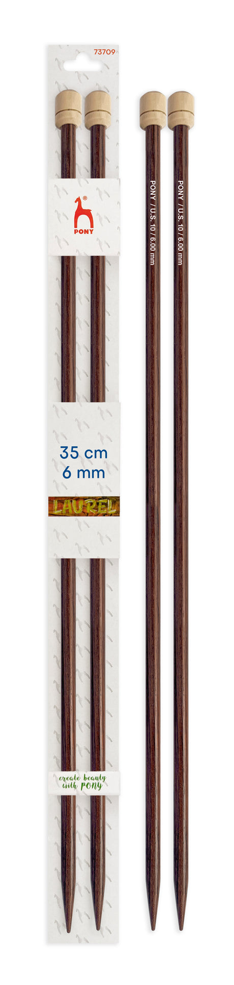Pony Laurel Single Pointed Knitting Needles – 35 cm, 6.00 mm