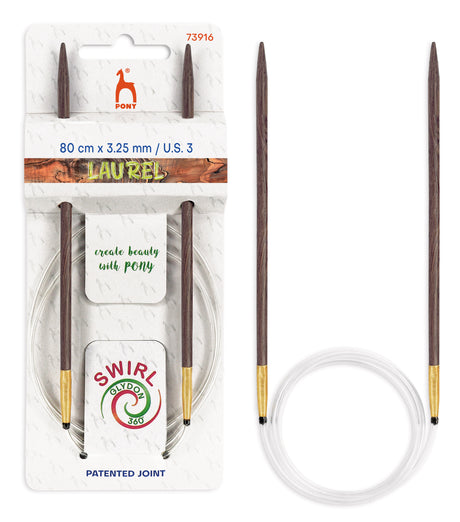 Pony Laurel 360° Glydon Swirl Fixed Circular Knitting Needles – 80 cm, 3.50 mm