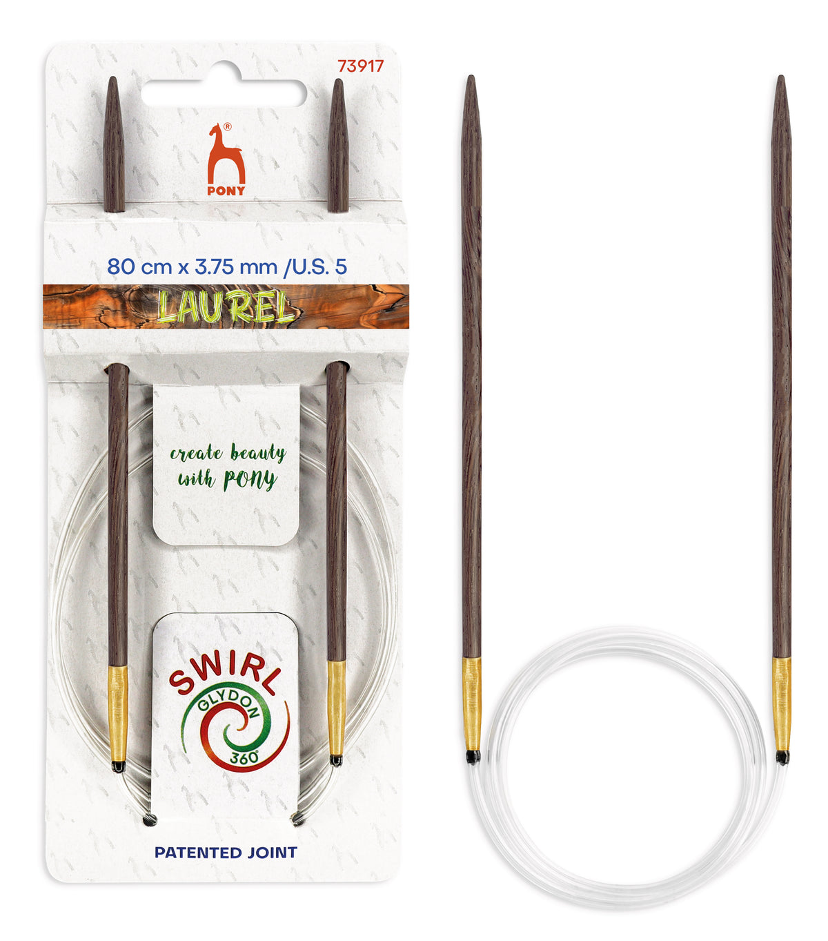 Pony Laurel 360° Glydon Swirl Fixed Circular Knitting Needles – 80 cm, 3.75 mm