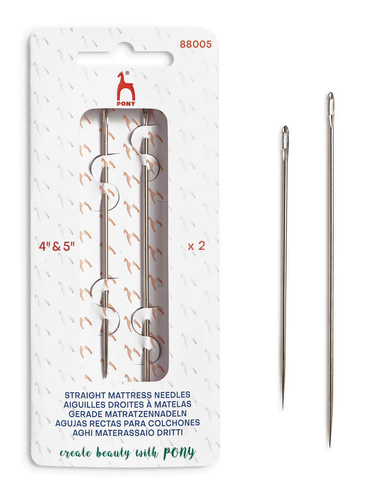Pony Straight Mattress Needles – Plain Eye, No. 4–5
