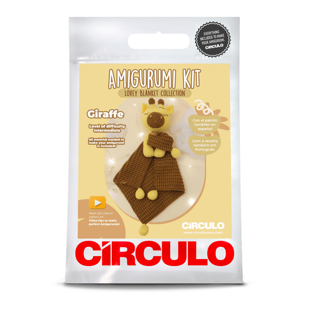 Circulo Amigurumi Crochet Kit - Lovey Blanket - All Included, Easy Instructions - Crochet Set for Intermediate - Animal Crochet Kit, Premium Amigurumi Yarn for Crocheting - Giraffe - Leo Hobby Marketplace