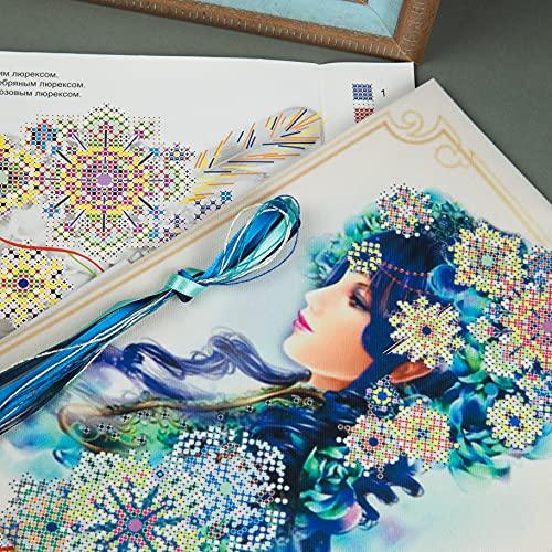 Winter Bead Embroidery kit by Charivna Mit, illustrating a girl in a snowy scene, perfect for intermediate crafters